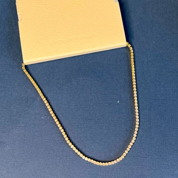 Anthropologie Allover Crystal Delicate Choker Necklace, Gold NWT - Picture 2 of 3